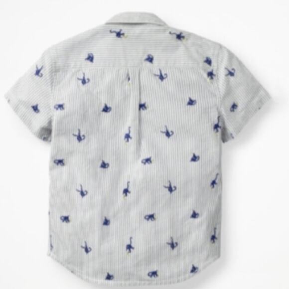 Mini Boden Boys Button Down with Pinstripes and Monkeys Size 6-7 - Picture 3 of 4